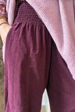 Lock Needlecord Shirring Barrel Pant Aubergine